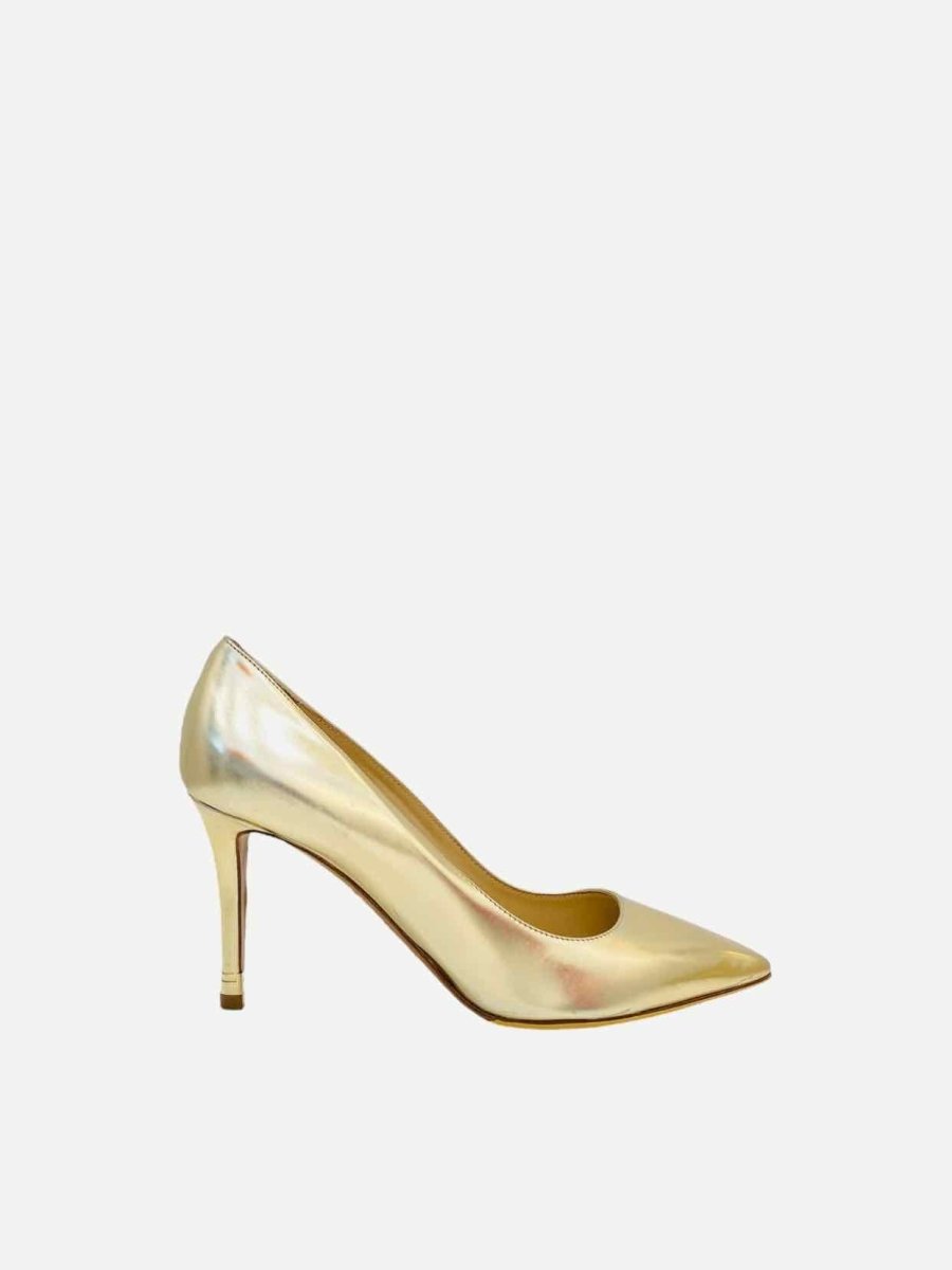 Pre - loved NICHOLAS KIRKWOOD Pointed Toe Metallic Gold Pumps 35 at Reems Closet