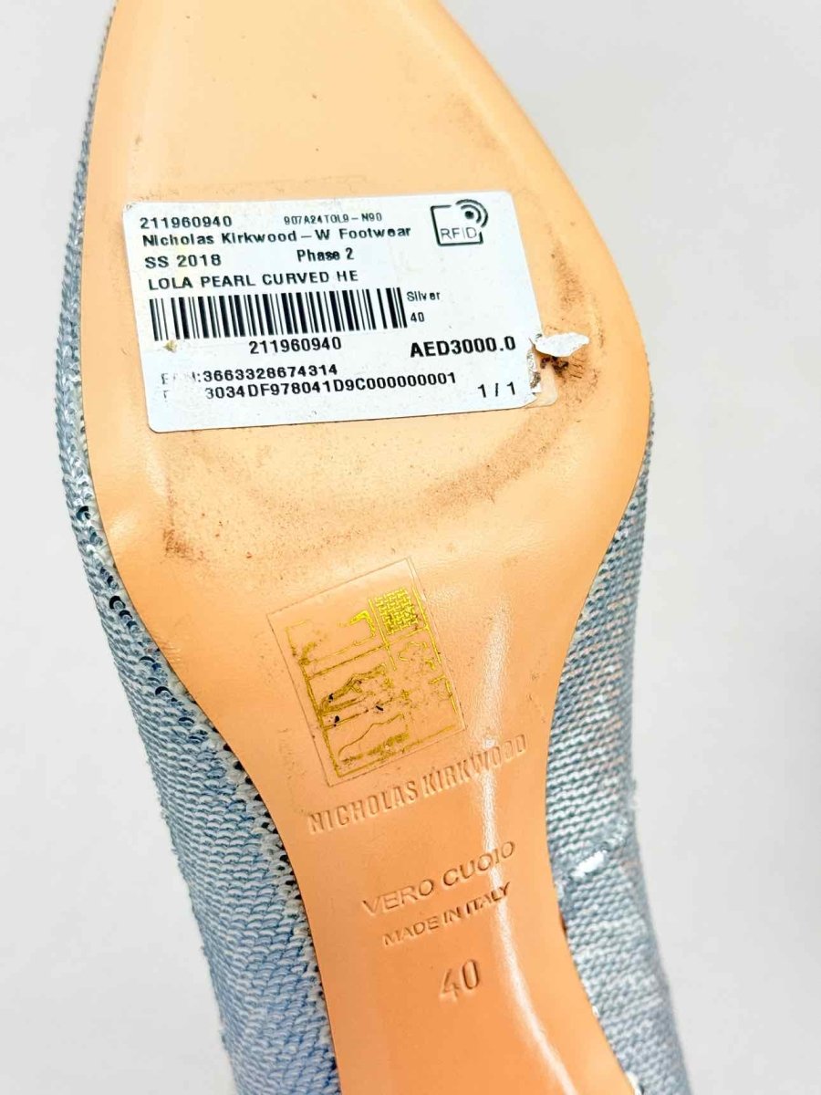 Pre - loved NICHOLAS KIRKWOOD Silver Size EU 40 Heeled Shoes at Reems Closet