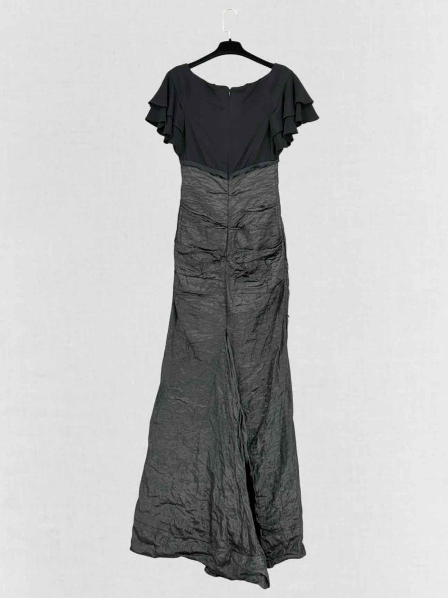Pre - loved NICOLE MILLER Black Ruched Size Small Long Dress at Reems Closet
