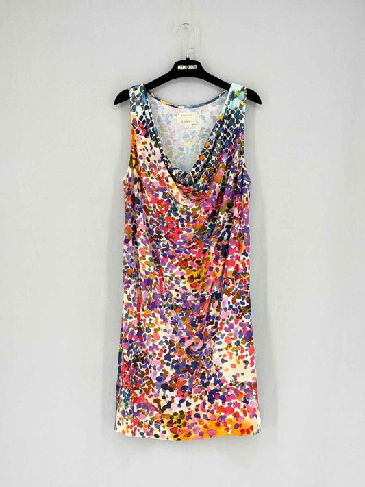 Pre - loved NICOLE MILLER Pink Multicolor Size Large Short Dress at Reems Closet