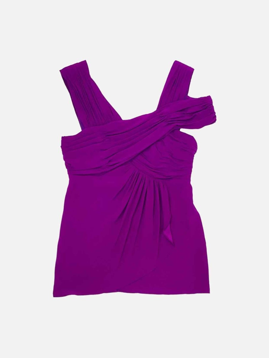 Pre - loved NICOLE MILLER Purple Ruched Top at Reems Closet