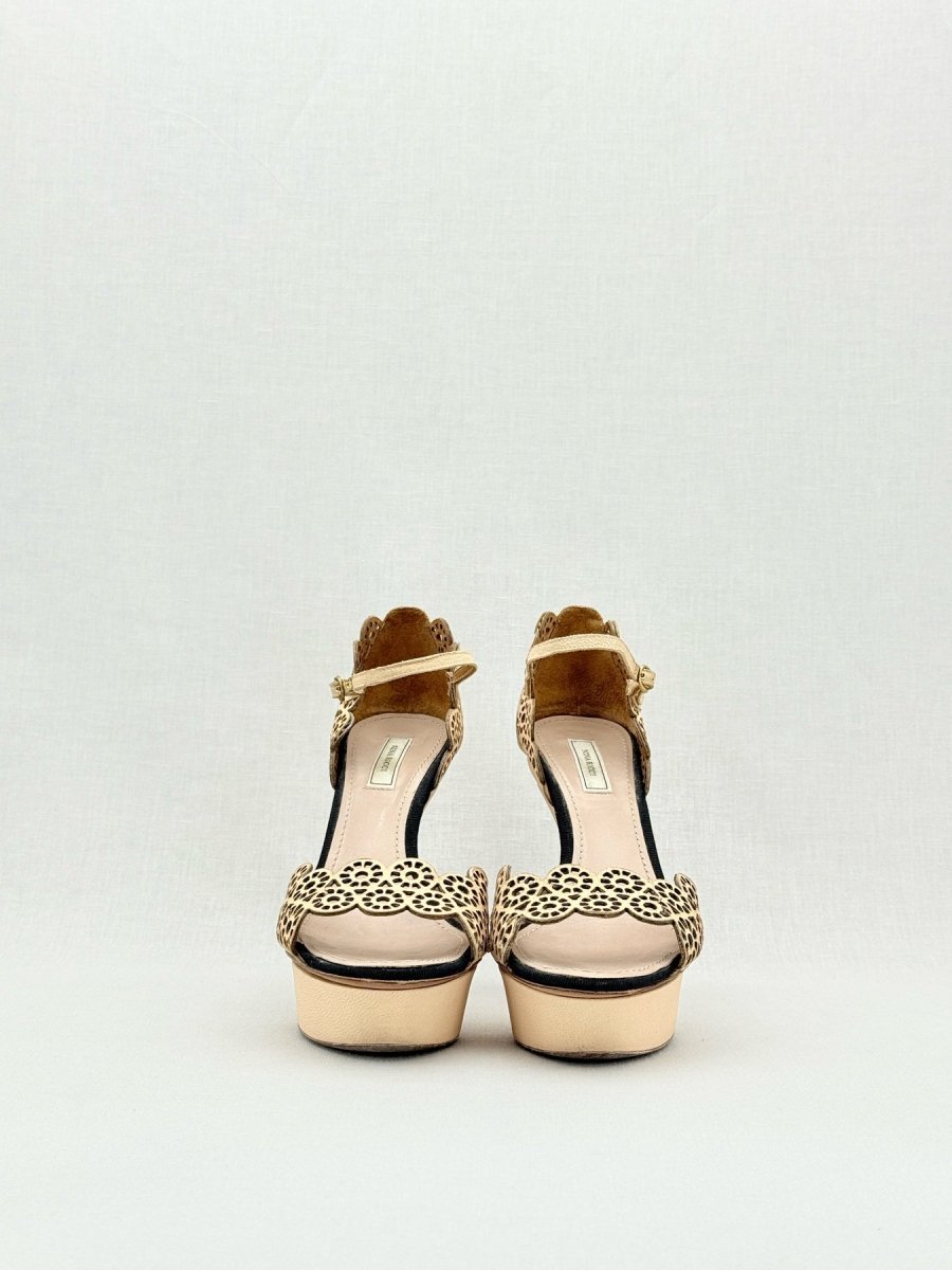Pre - loved NINA RICCI Gold Size EU 39.5 Heeled Sandals at Reems Closet