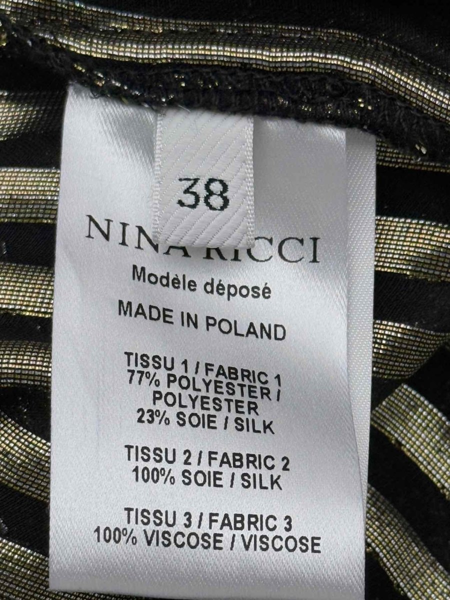Pre - loved NINA RICCI Metallic Gold & Black Size US 2 Blouse at Reems Closet