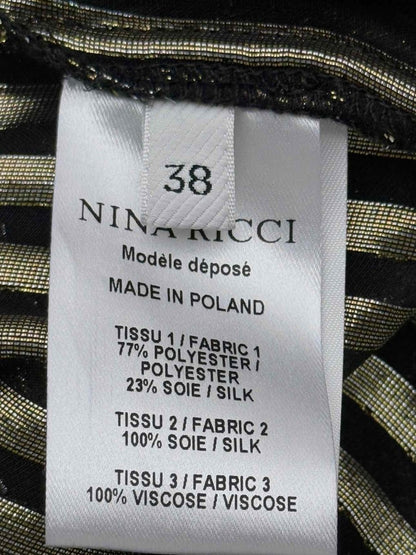 Pre - loved NINA RICCI Metallic Gold & Black Size US 2 Blouse at Reems Closet