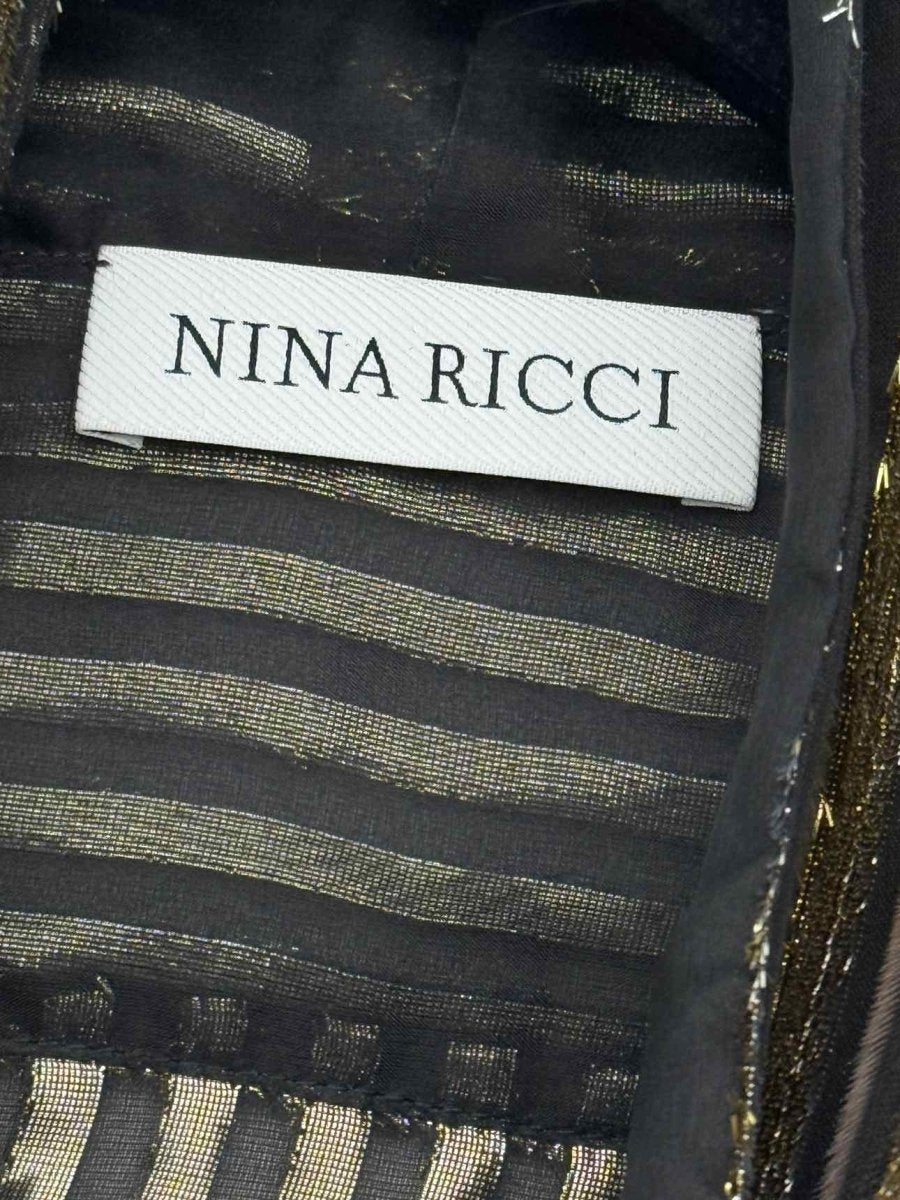 Pre - loved NINA RICCI Metallic Gold & Black Size US 2 Blouse at Reems Closet