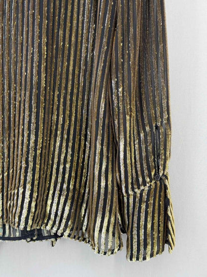 Pre - loved NINA RICCI Metallic Gold & Black Size US 2 Blouse at Reems Closet