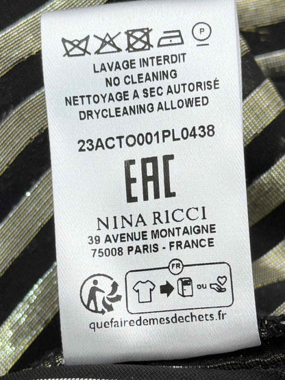 Pre - loved NINA RICCI Metallic Gold & Black Size US 2 Blouse at Reems Closet