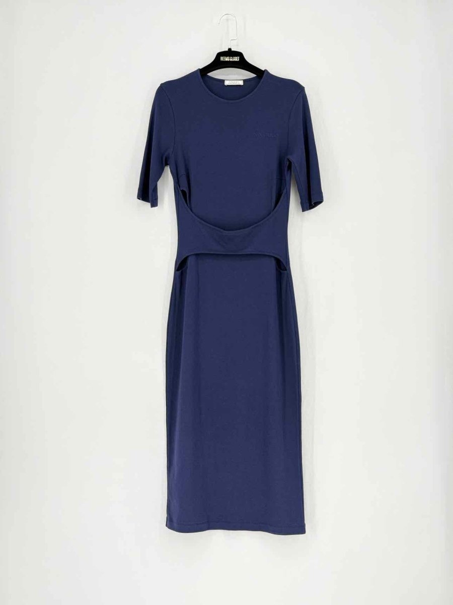 Pre - loved NINA RICCI Navy Blue Size Medium Midi Dress at Reems Closet