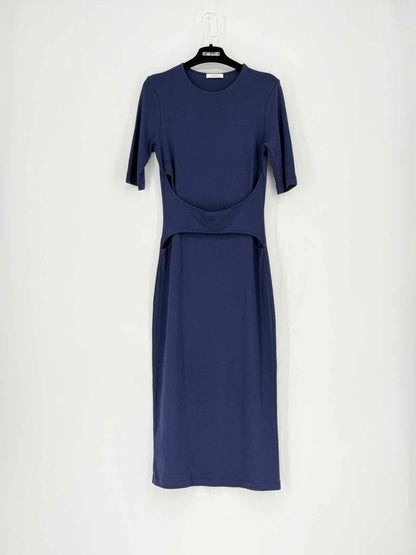 Pre - loved NINA RICCI Navy Blue Size Medium Midi Dress at Reems Closet