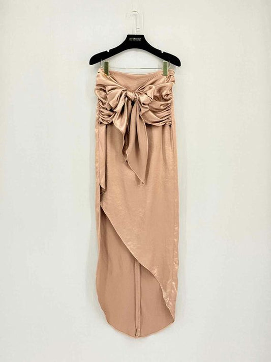 Pre-loved NO PISE LA GRAMA Metallic Brown Size US 6 Long Skirt at Reems Closet