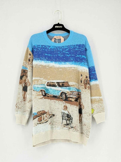 Pre - loved NO21 Blue Multicolor Printed Size Medium Jumper at Reems Closet