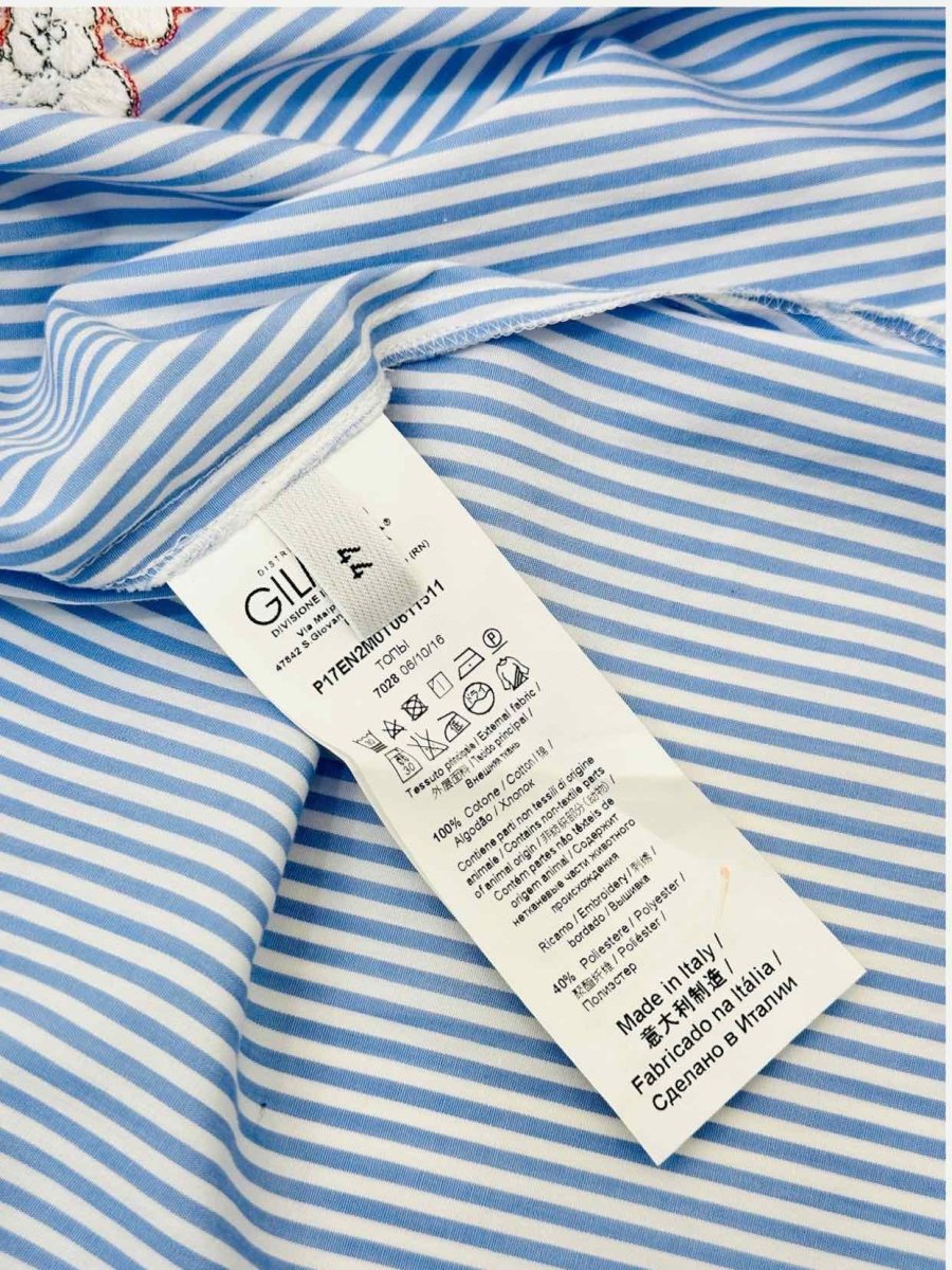 Pre - loved NO21 Cutout Sleeve Blue & White Striped Shirt at Reems Closet