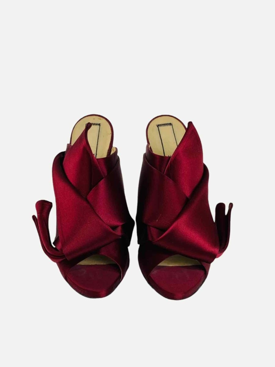 Pre - loved NO21 Ruso Knot Burgundy Mules 41 at Reems Closet