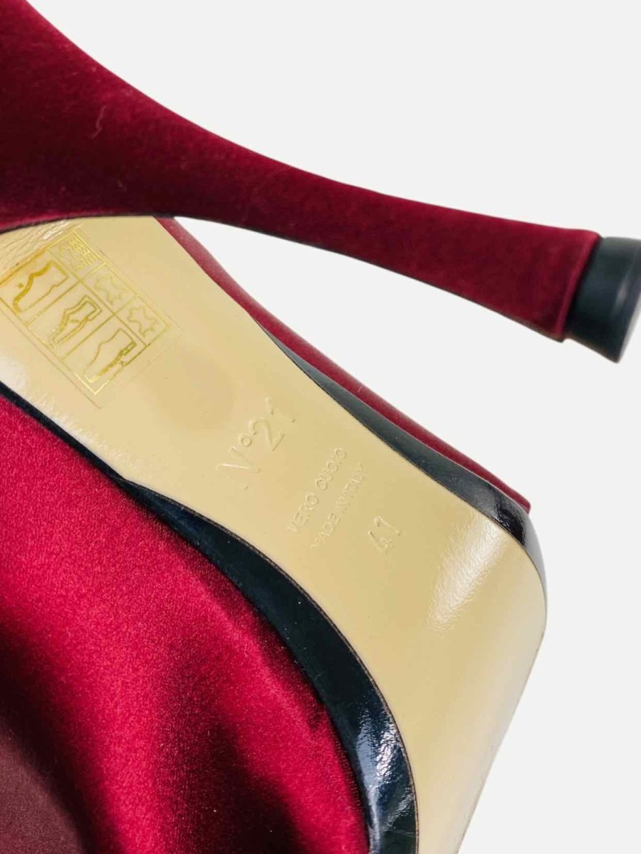 Pre - loved NO21 Ruso Knot Burgundy Mules 41 at Reems Closet