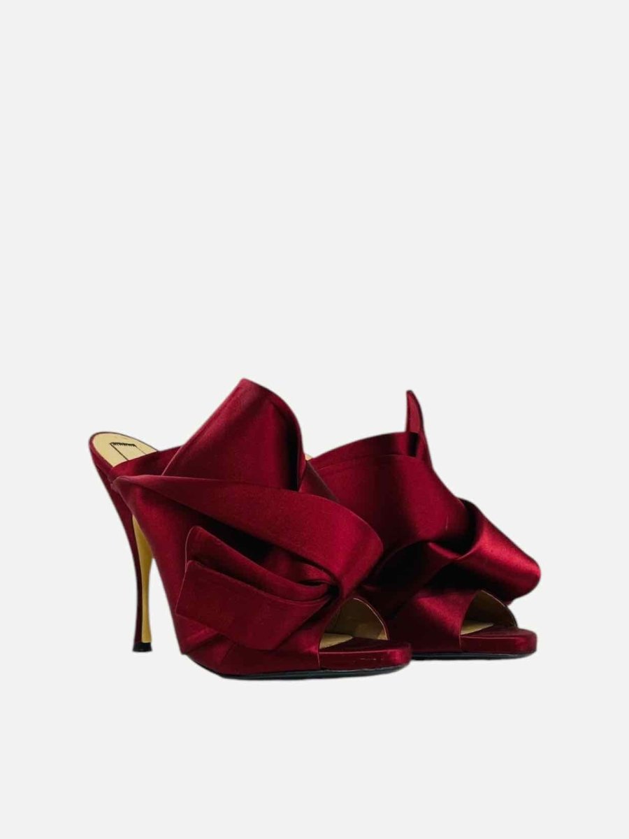 Pre - loved NO21 Ruso Knot Burgundy Mules 41 at Reems Closet