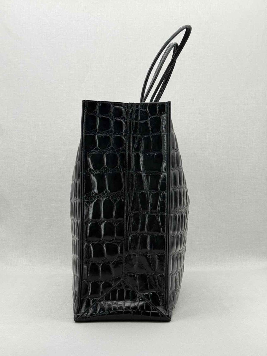 Pre - loved NO21 Shopper Black Croco Print Tote Bag at Reems Closet