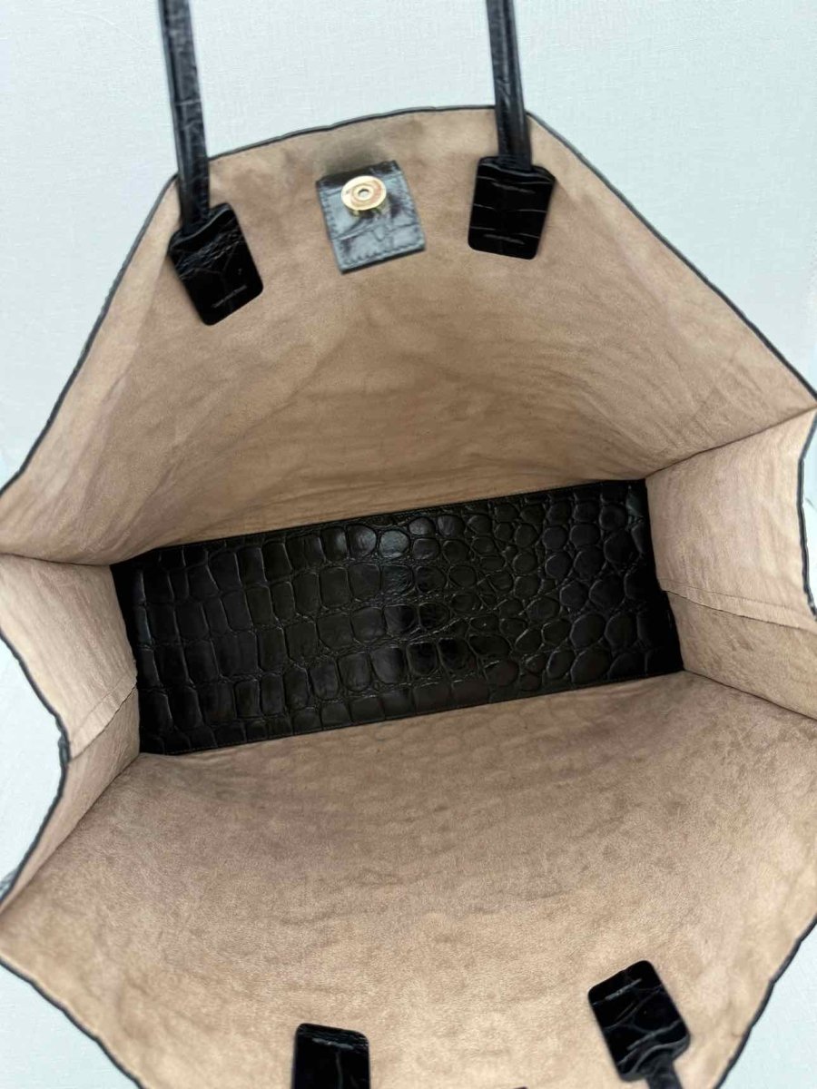 Pre - loved NO21 Shopper Black Croco Print Tote Bag at Reems Closet