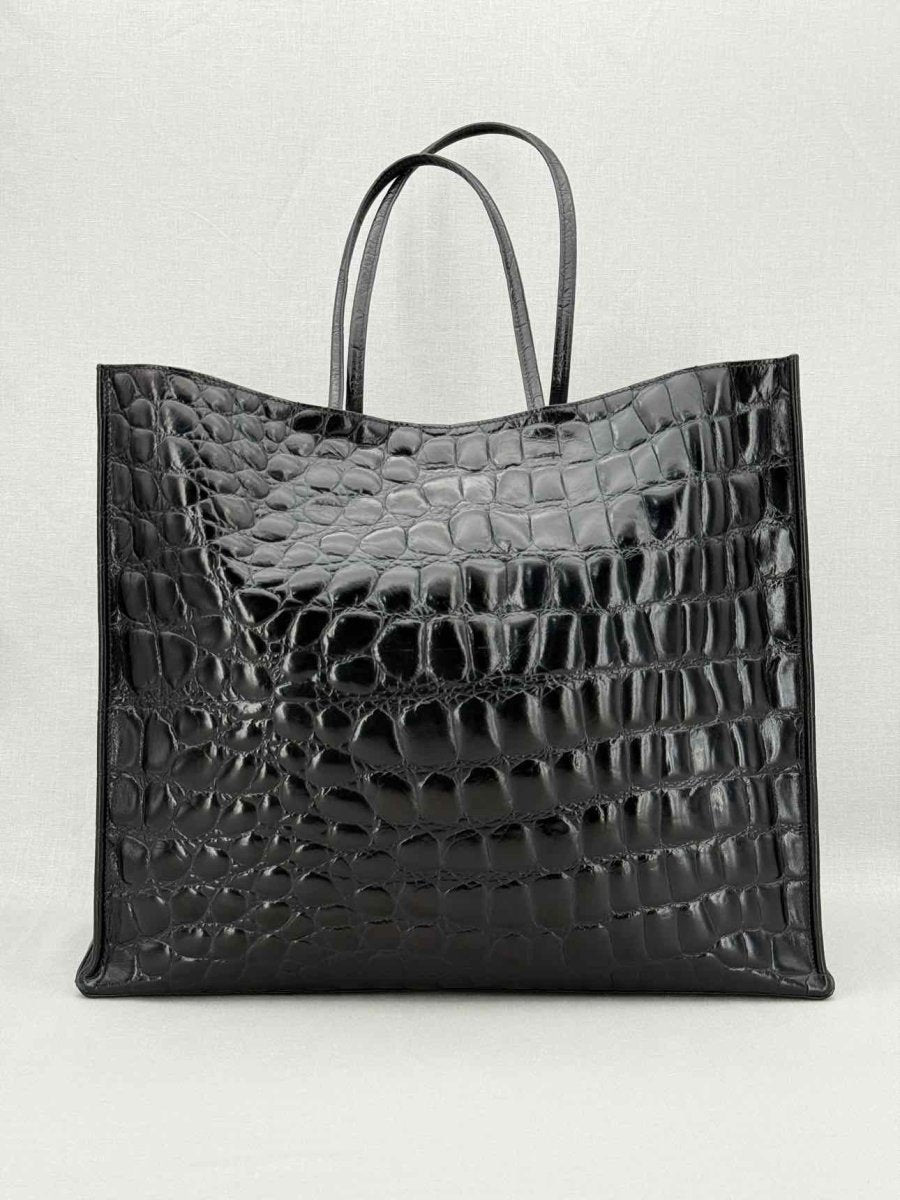 Pre - loved NO21 Shopper Black Croco Print Tote Bag at Reems Closet