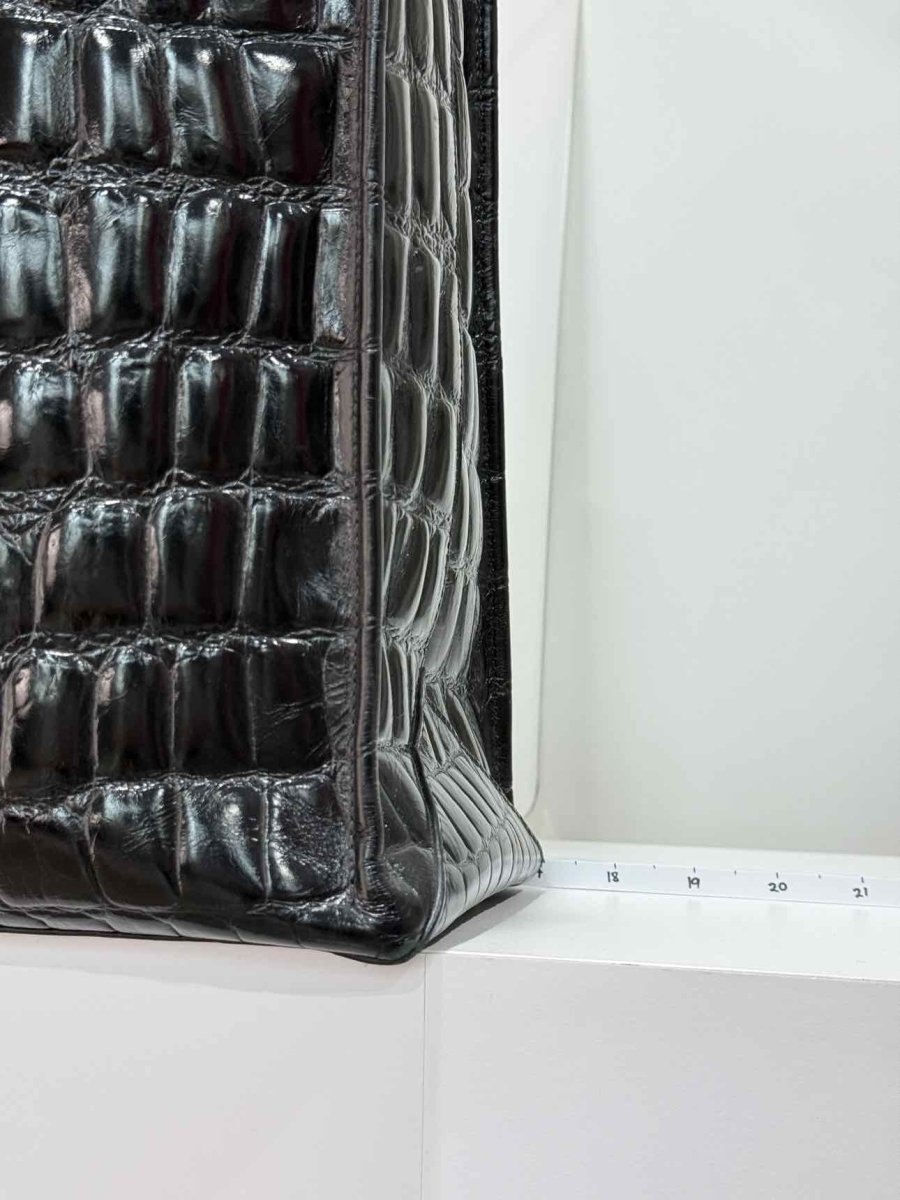 Pre - loved NO21 Shopper Black Croco Print Tote Bag at Reems Closet