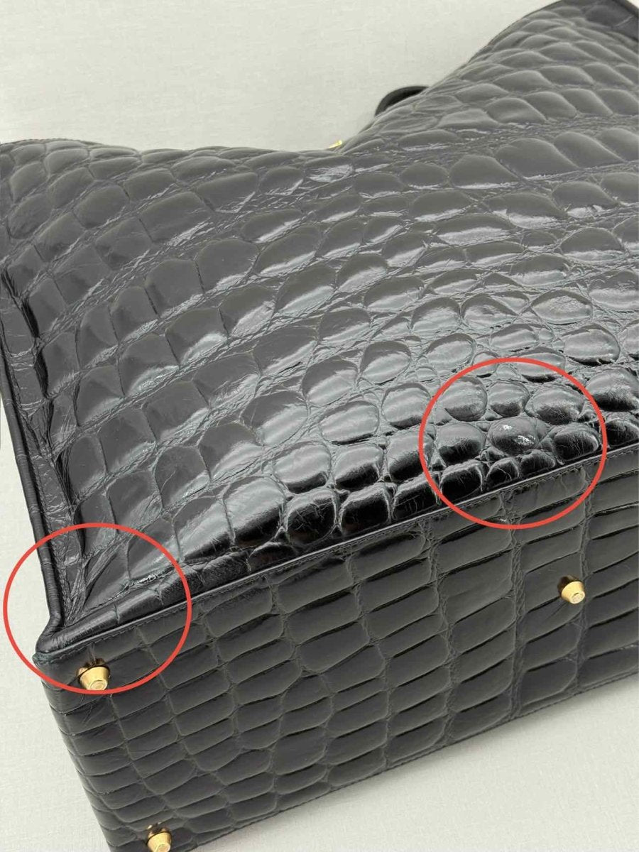 Pre - loved NO21 Shopper Black Croco Print Tote Bag at Reems Closet