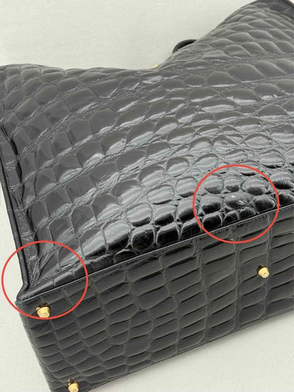 Pre - loved NO21 Shopper Black Croco Print Tote Bag at Reems Closet