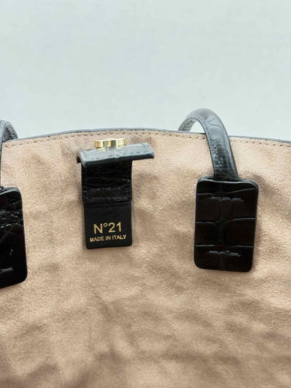 Pre - loved NO21 Shopper Black Croco Print Tote Bag at Reems Closet