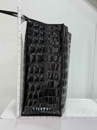 Pre - loved NO21 Shopper Black Croco Print Tote Bag at Reems Closet