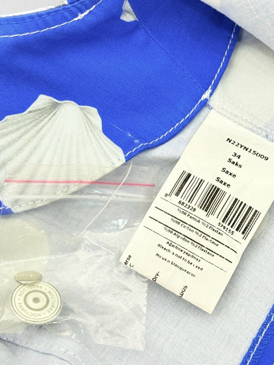 Pre - loved NOCTURNE Blue w/ White Seashell Print US 4 Outfit Set at Reems Closet