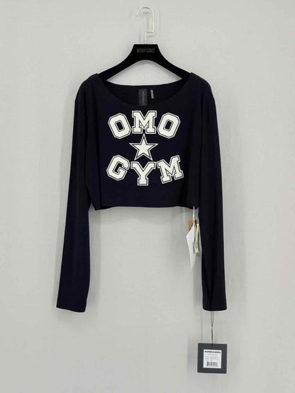 Pre - loved NORMA KAMALI Cropped Black Logo Size XLarge Top at Reems Closet