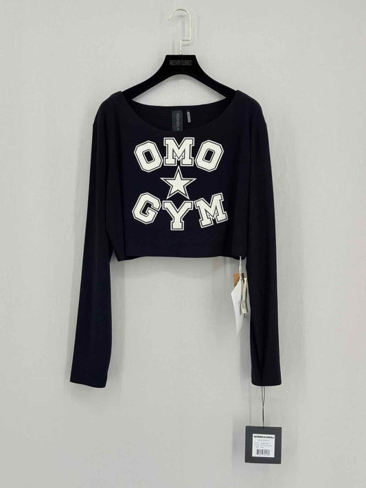 Pre - loved NORMA KAMALI Cropped Black Logo Size XLarge Top at Reems Closet