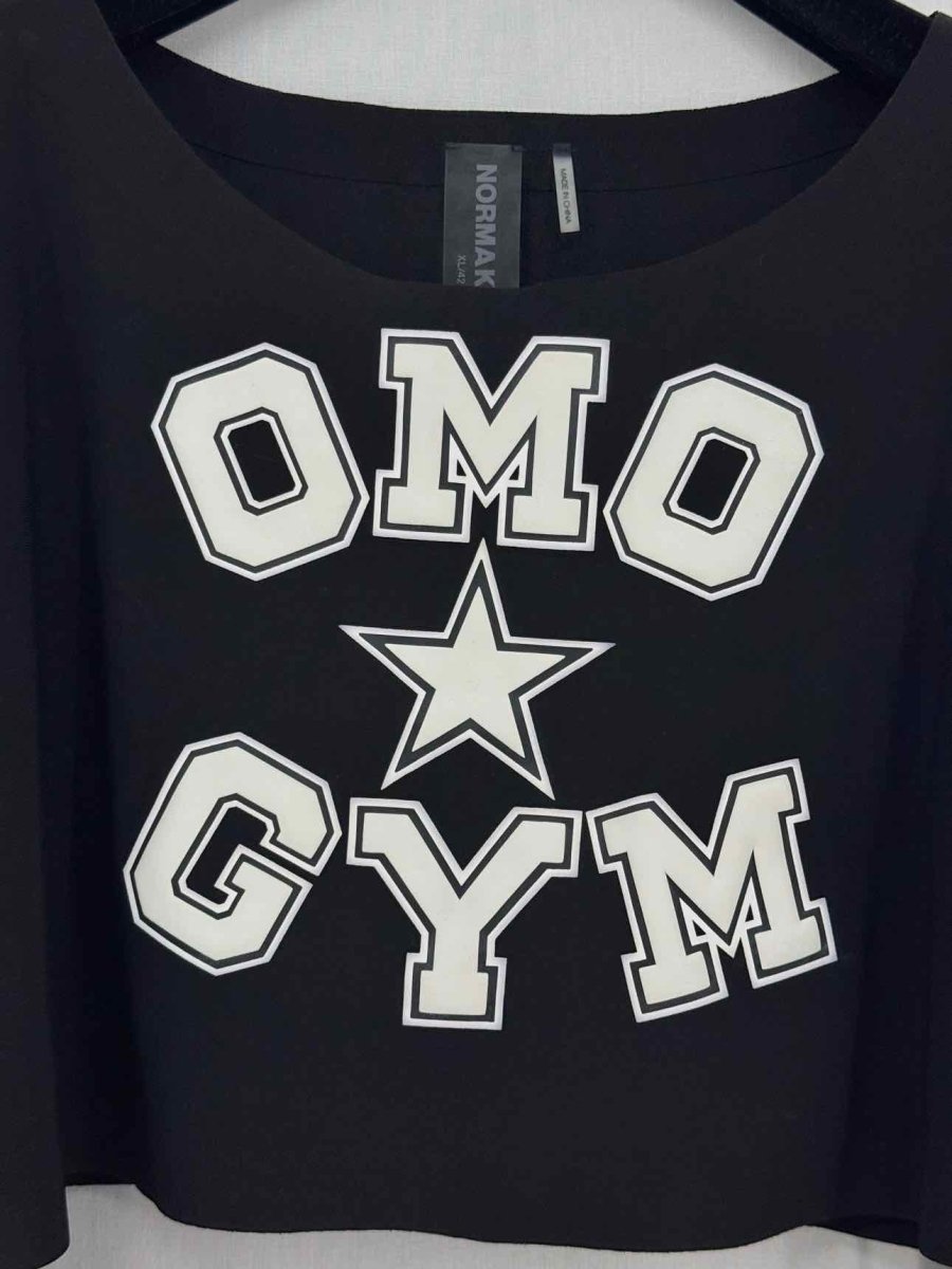 Pre - loved NORMA KAMALI Cropped Black Logo Size XLarge Top at Reems Closet