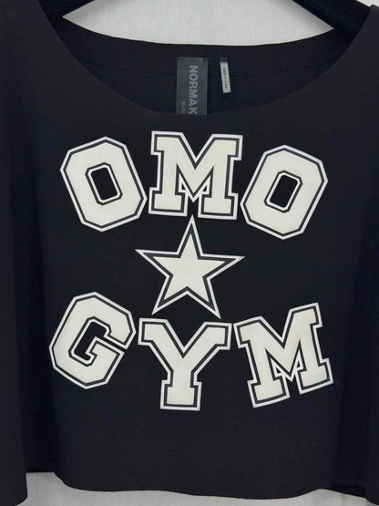 Pre - loved NORMA KAMALI Cropped Black Logo Size XLarge Top at Reems Closet