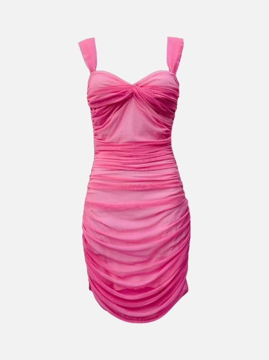 Pre - loved NORMA KAMALI Ruched Pink Knee Length Dress at Reems Closet