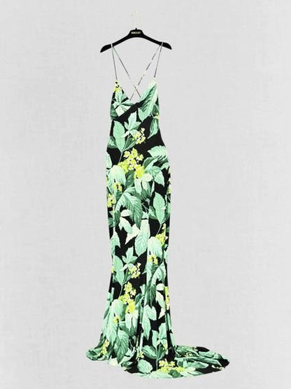 Pre - loved NORMA KAMALI Trumpet Floral Print Size Large Long Dress at Reems Closet