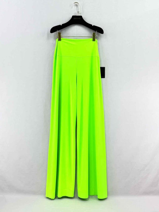 Pre - loved NORMA KAMALI Wide Leather Fluo Green Pants at Reems Closet