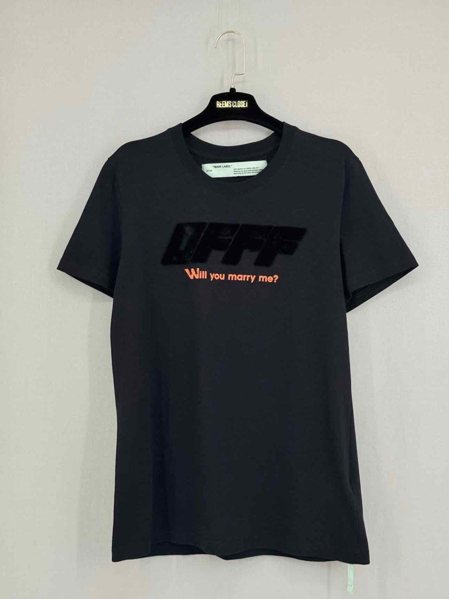 Pre - loved OFF - WHITE Black Will you marry me? Size Medium T-shirt at Reems Closet
