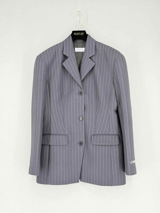 Pre - loved OFF - WHITE Grey & Purple Striped Size US 10 Jacket at Reems Closet
