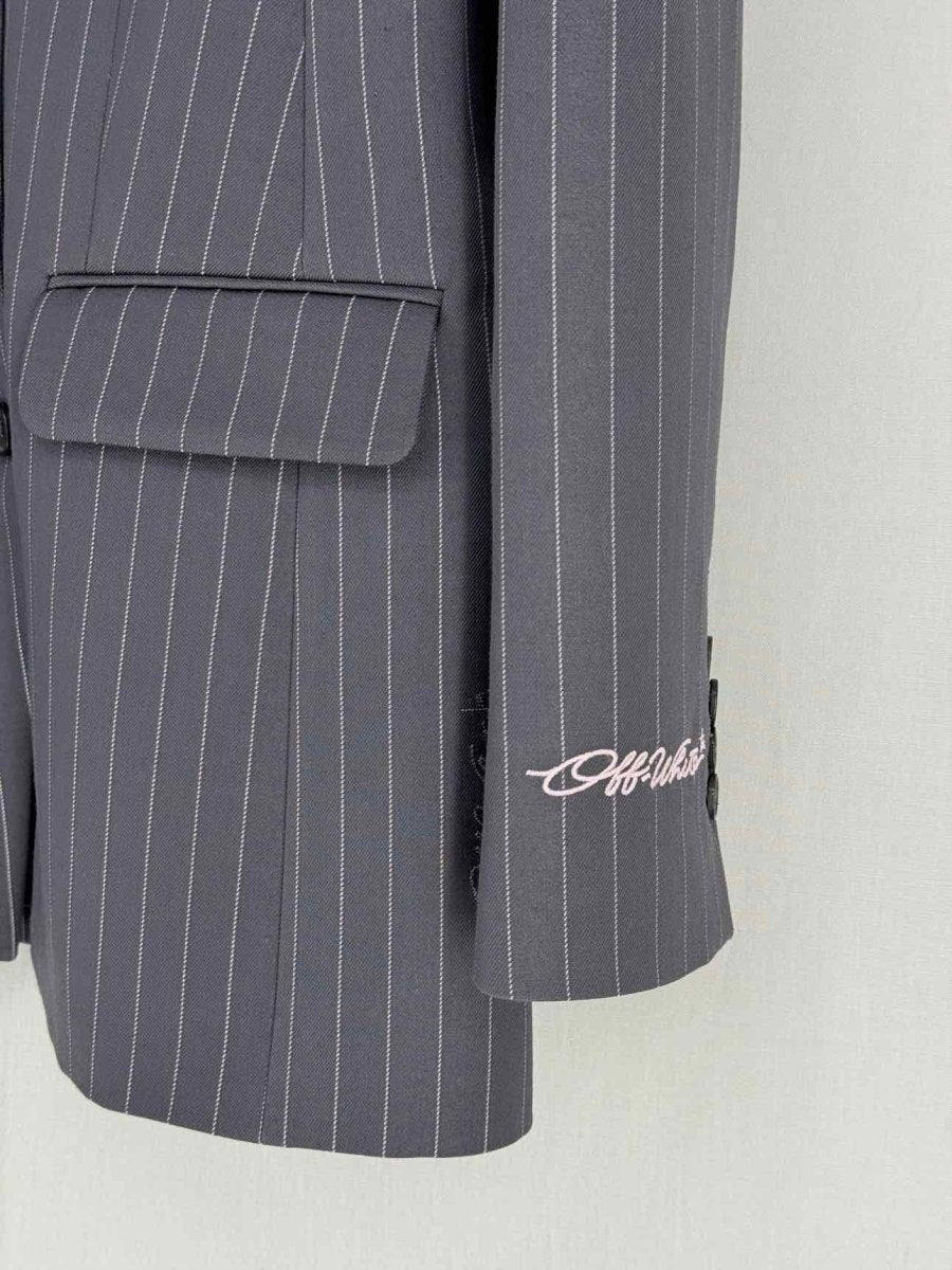 Pre - loved OFF - WHITE Grey & Purple Striped Size US 10 Jacket at Reems Closet