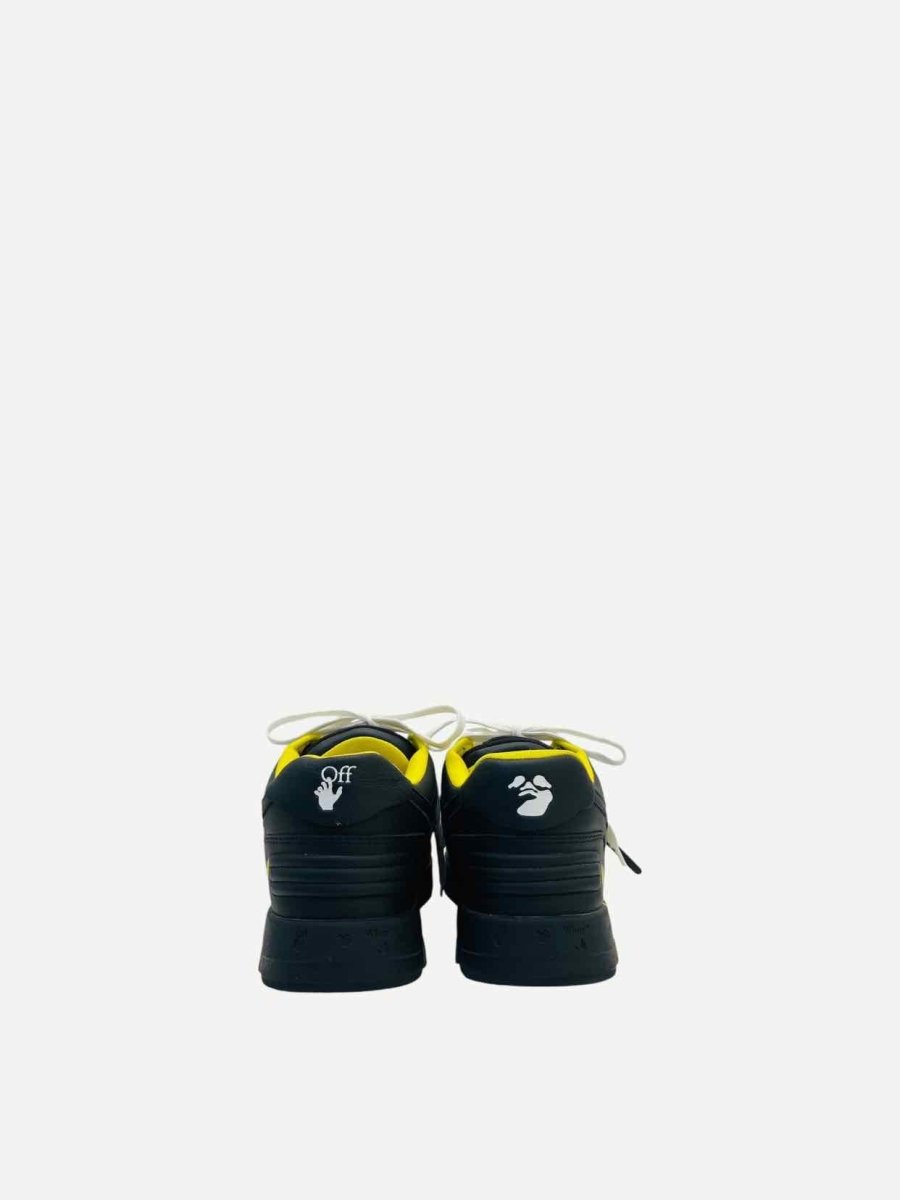 Pre - loved OFF WHITE Out Of Office Black w/ Yellow Sneakers at Reems Closet