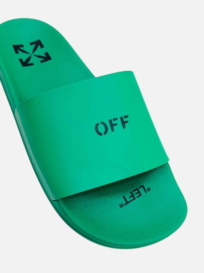 Pre - loved OFF WHITE Printed Pool Green Slides 38 at Reems Closet