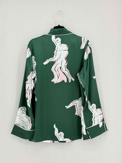 Pre - loved OLIVIA VON HALLE Lila Green Multicolor Pajama Set at Reems Closet