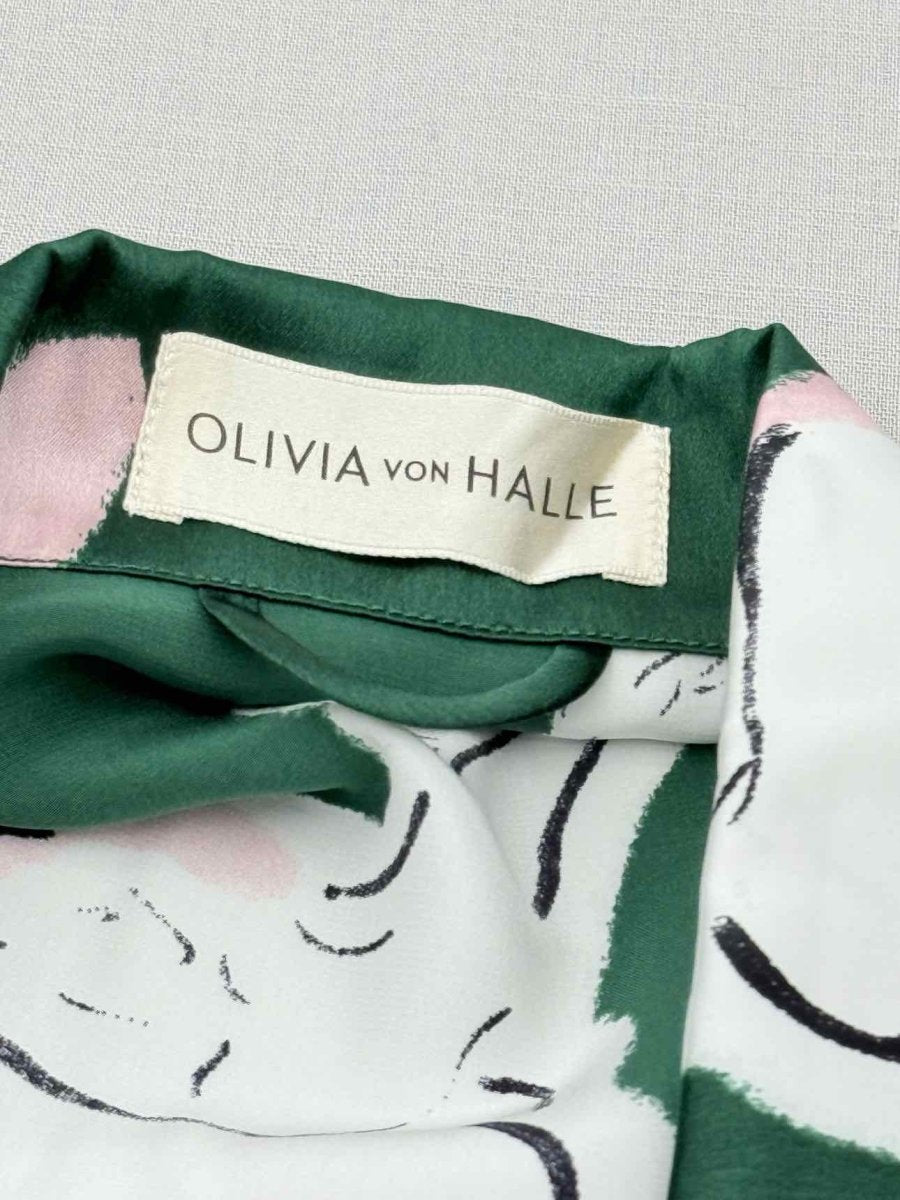 Pre - loved OLIVIA VON HALLE Lila Green Multicolor Pajama Set at Reems Closet