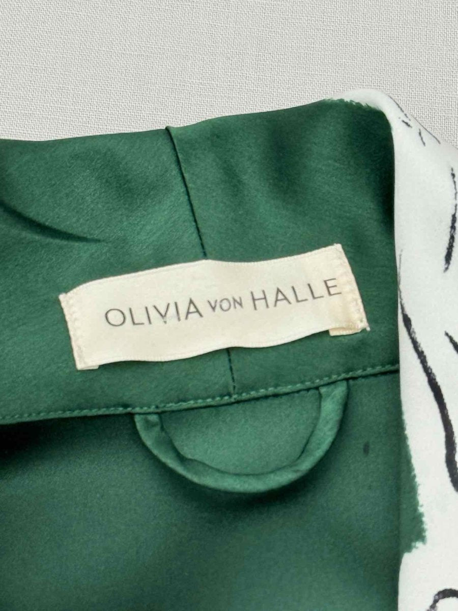 Pre - loved OLIVIA VON HALLE Lila Waltz Green Multicolor Pajama Set at Reems Closet