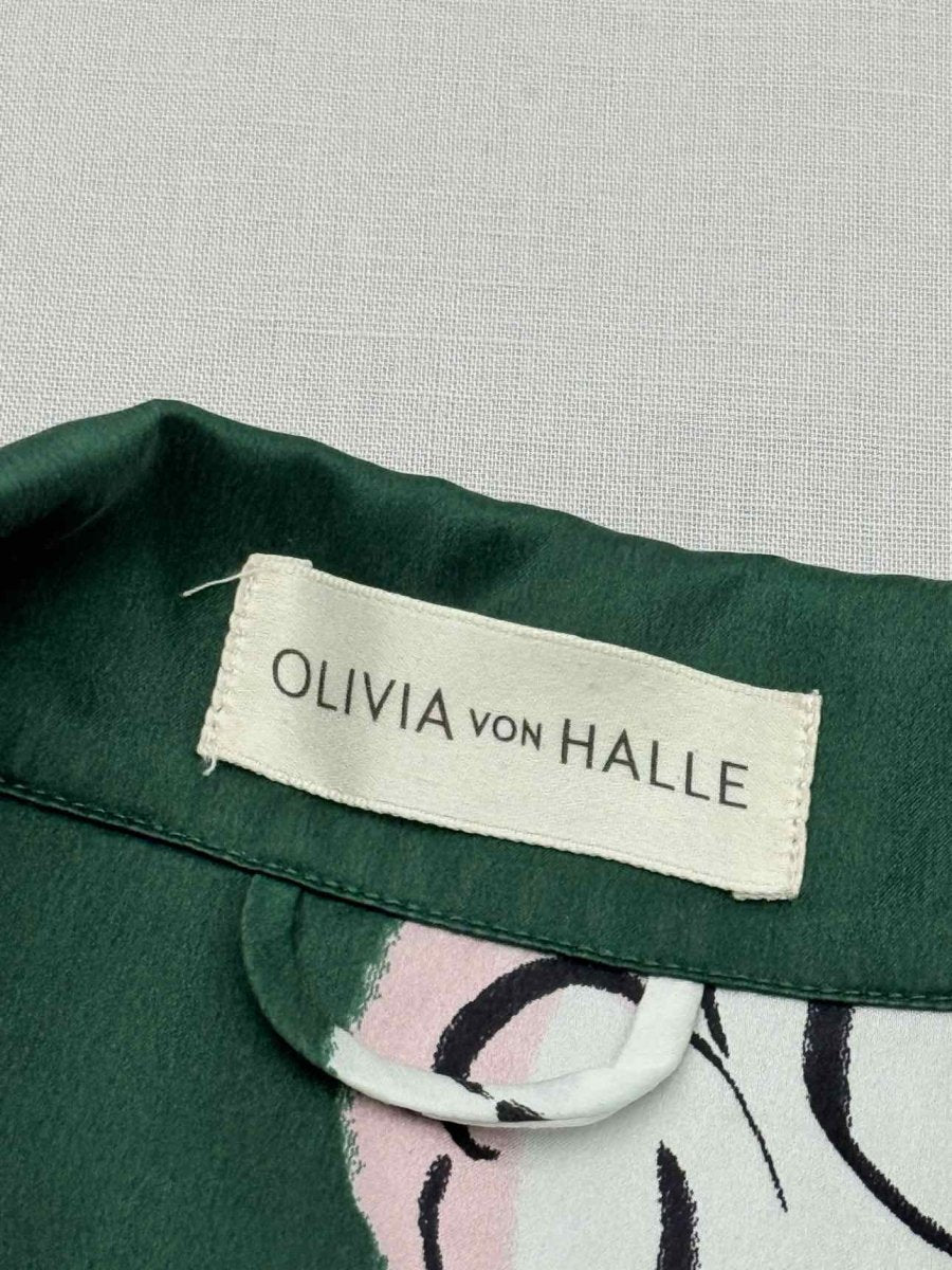 Pre - loved OLIVIA VON HALLE Lila Waltz Green Multicolor Pajama Set at Reems Closet
