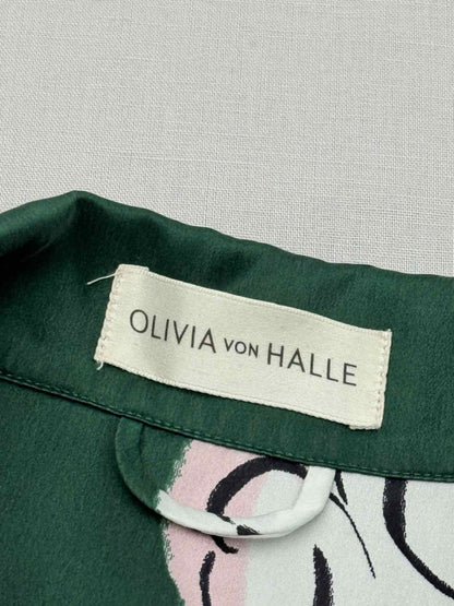 Pre - loved OLIVIA VON HALLE Lila Waltz Green Multicolor Pajama Set at Reems Closet