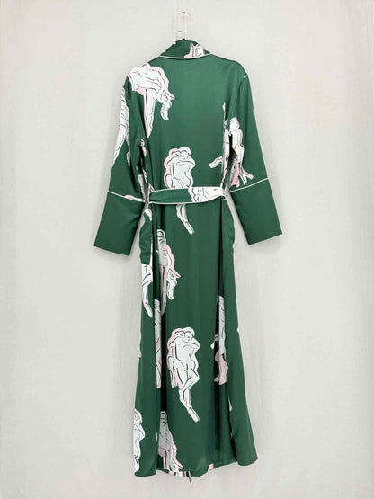 Pre - loved OLIVIA VON HALLE Lila Waltz Green Multicolor Pajama Set at Reems Closet