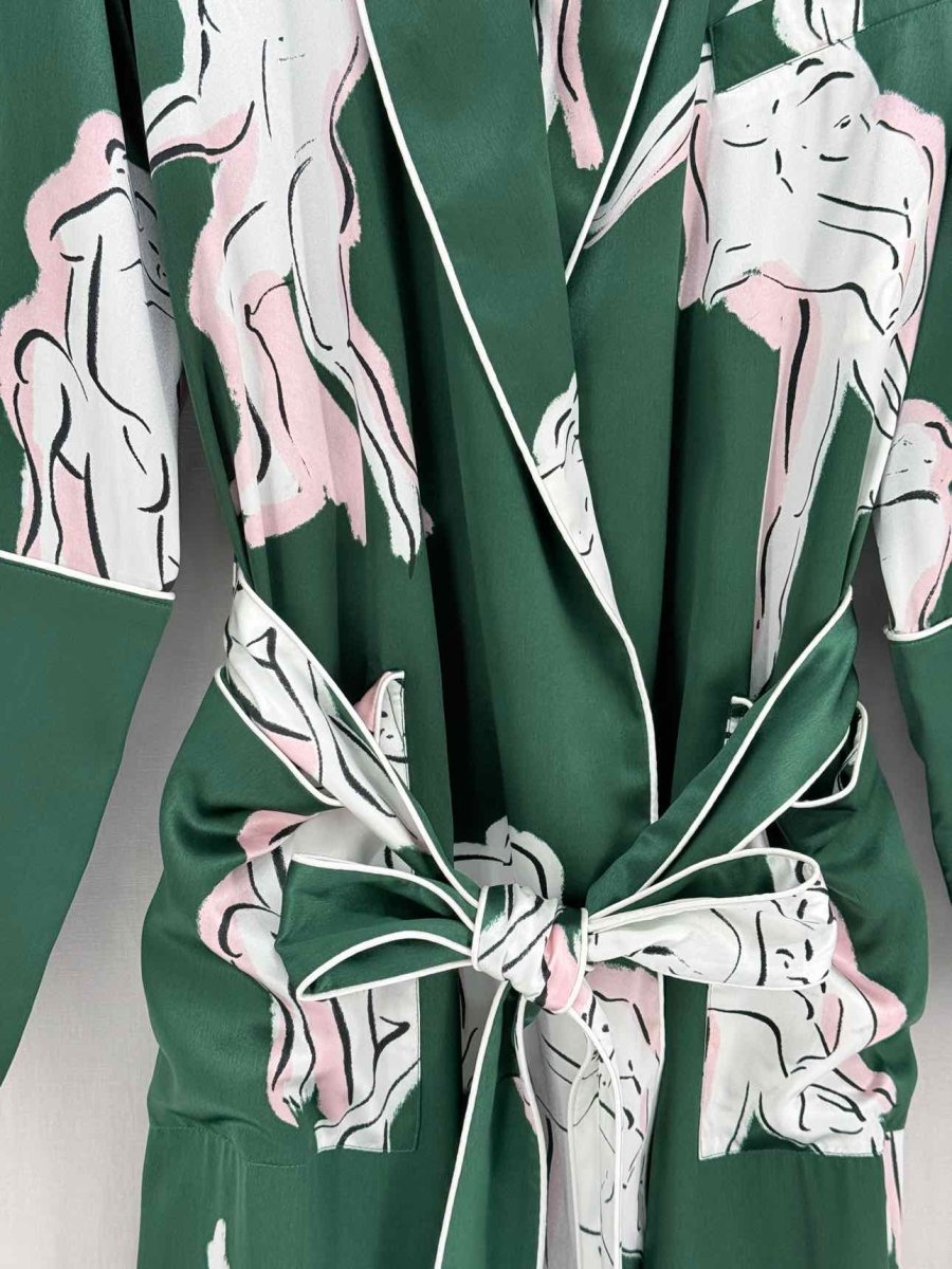 Pre - loved OLIVIA VON HALLE Lila Waltz Green Multicolor Pajama Set at Reems Closet