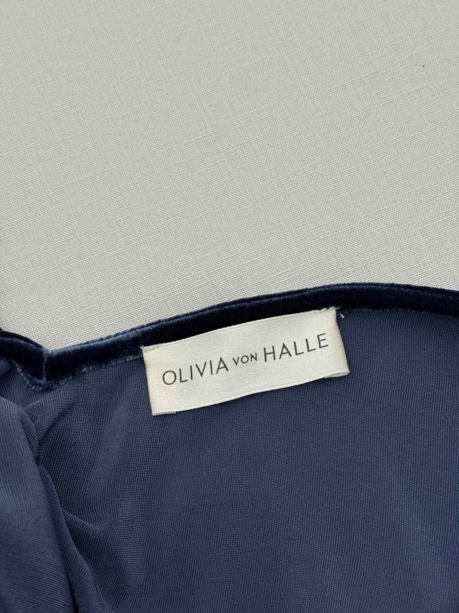 Pre-loved OLIVIA VON HALLE Navy Blue Size Medium Midi Dress at Reems Closet