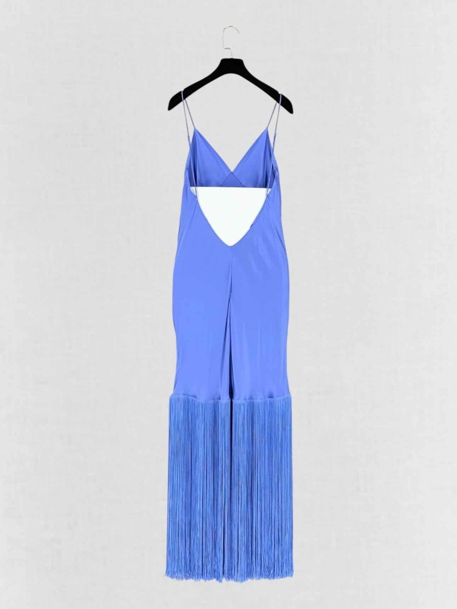 Pre - loved OLIVIA VON HALLE Purple Fringed Size Medium Midi Dress at Reems Closet