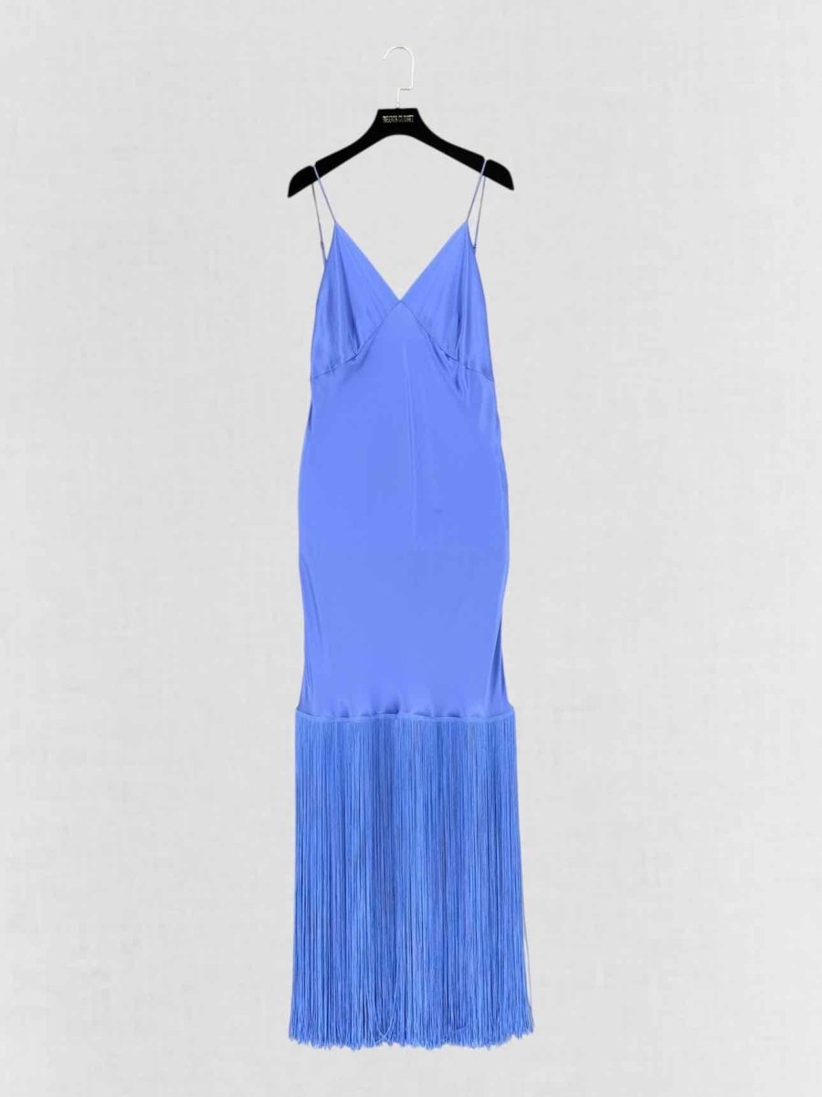 Pre - loved OLIVIA VON HALLE Purple Fringed Size Medium Midi Dress at Reems Closet